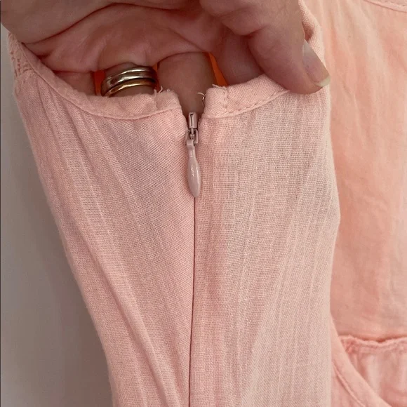 Rip Curl Flowy Peachy Pink Lace-Trim Mini Dress SzL - Picture 6 of 10